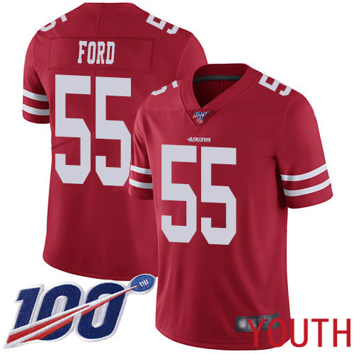 San Francisco 49ers Limited Red Youth Dee Ford Home NFL Jersey #55 100th Season Vapor Untouchable